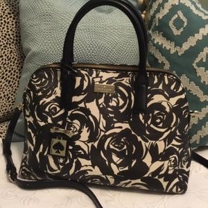 Kate Spade black & white Roses satchel bag